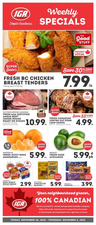 IGA Stores of BC Flyer November 28 to December 4