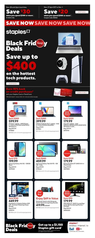 Staples Black Friday Flyer November 28 to December 4