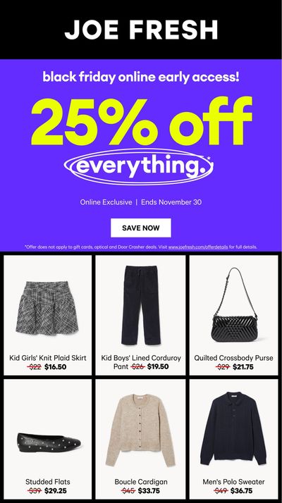 Joe Fresh Flyer November 27 to 30