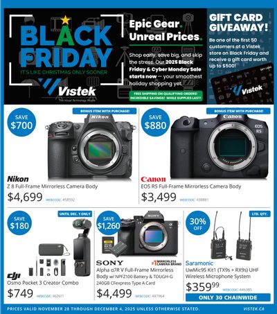 Vistek Black Friday Flyer November 28 to December 4