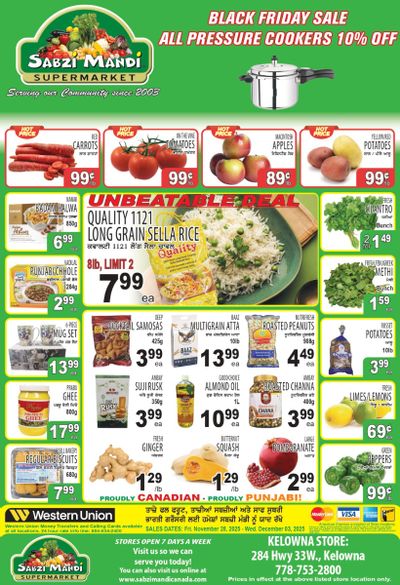 Sabzi Mandi Supermarket (Kelowna) Flyer November 28 to December 3