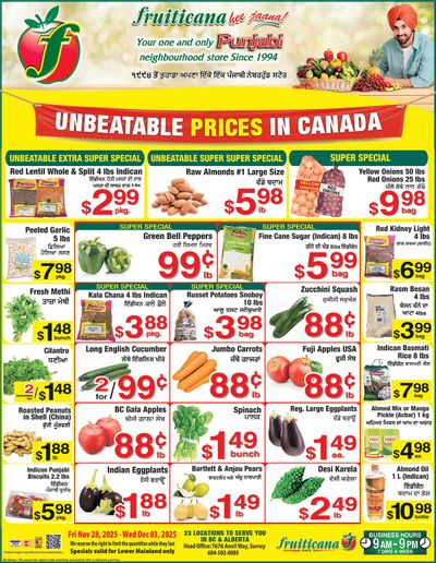Fruiticana (Greater Vancouver) Flyer November 28 to December 3