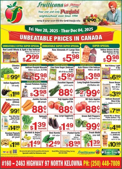 Fruiticana (Kelowna) Flyer November 28 to December 4