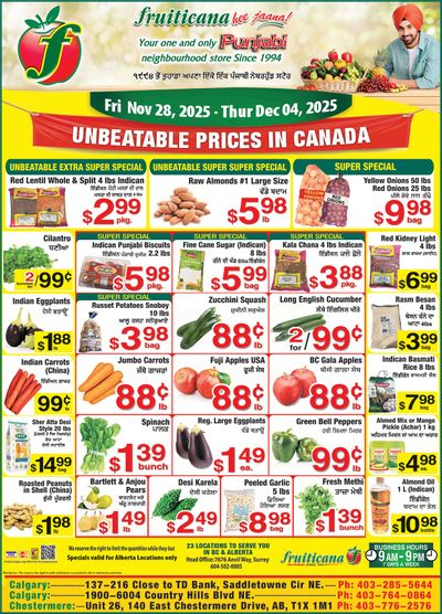 Fruiticana (Calgary) Flyer November 28 to December 4