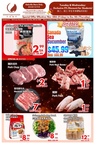 United Supermarket (Oakville) Flyer November 28 to December 4