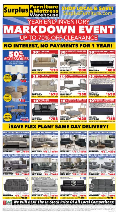 Surplus Furniture & Mattress Warehouse (Thunder Bay) Flyer December 1 to 21