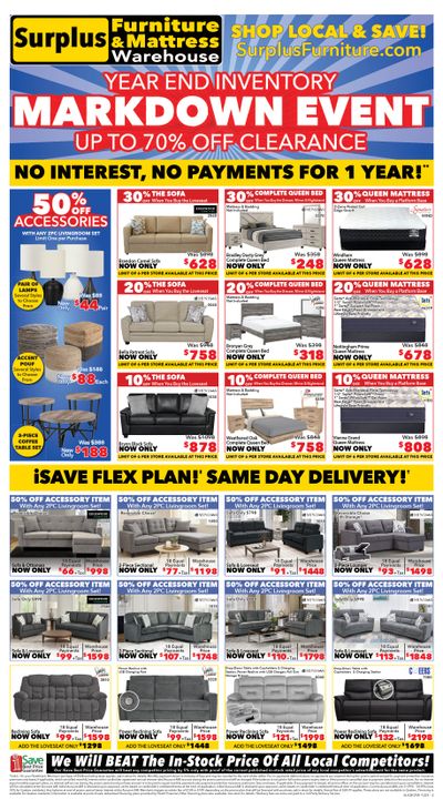 Surplus Furniture & Mattress Warehouse (St. John's, Corner Brook, Grand Falls Windsor) Flyer December 1 to 21