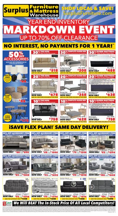 Surplus Furniture & Mattress Warehouse (Sault Ste Marie) Flyer December 1 to 21
