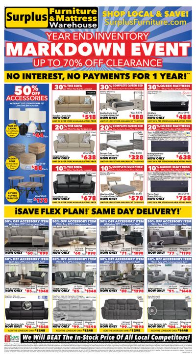 Surplus Furniture & Mattress Warehouse (Calgary, Edmonton) Flyer December 1 to 21