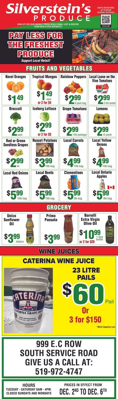 Silverstein's Produce Flyer December 2 to 6