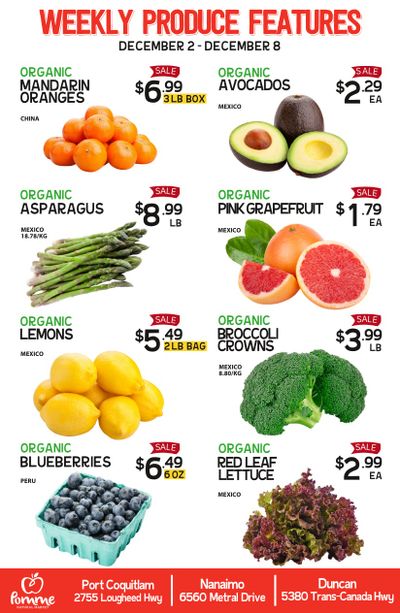 Pomme Natural Market Weekly Produce Flyer December 2 to 8