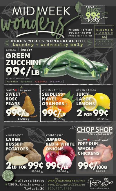 The Root Cellar Mid-Week Flyer December 2 and 3