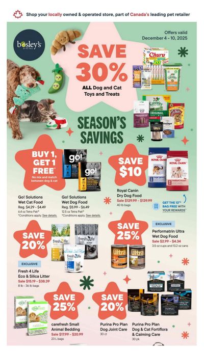 Bosley's by PetValu Flyer December 4 to 10