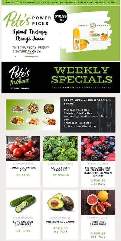 Pete's Fine Foods Flyer December 4 to 10