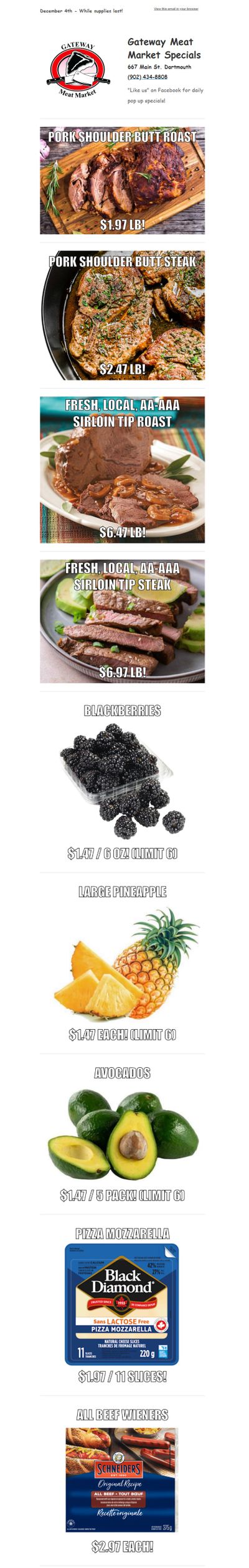 Gateway Meat Market Flyer December 4 to 10