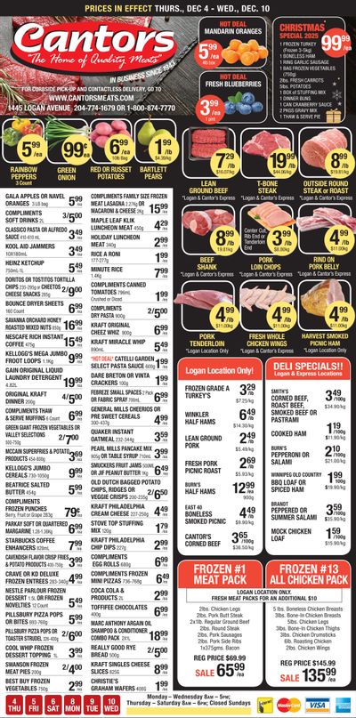 Cantor's Meats Flyer December 4 to 10