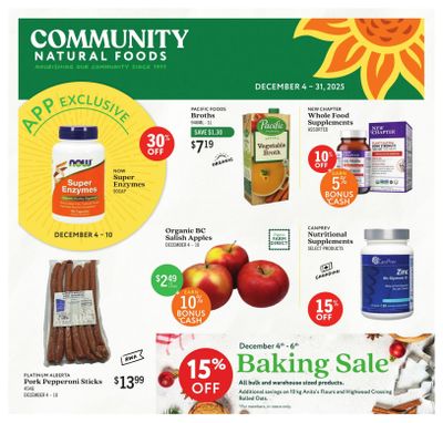 Community Natural Foods Flyer December 4 to 31