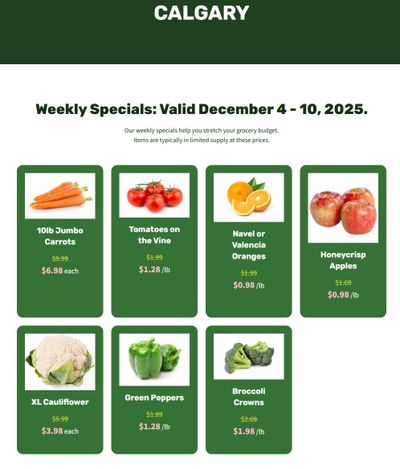 H&W Produce Flyer December 4 to 10