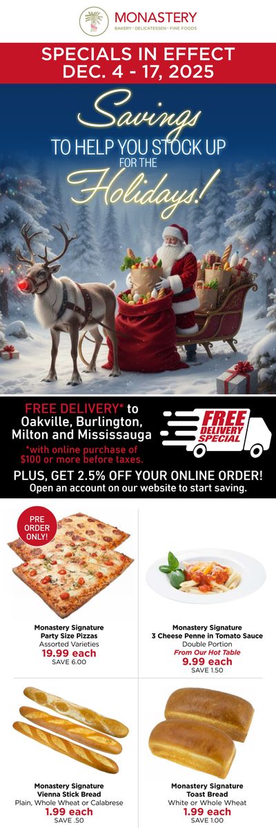 Monastery Bakery Flyer December 4 to 17