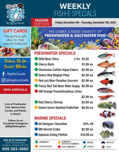 Big Al's (Vaughan) Weekly Specials December 5 to 11