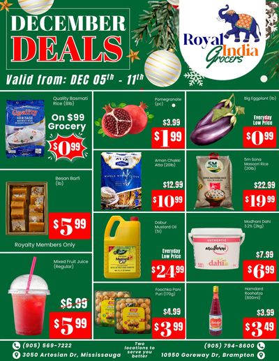 Royal India Grocers Flyer December 5 to 11