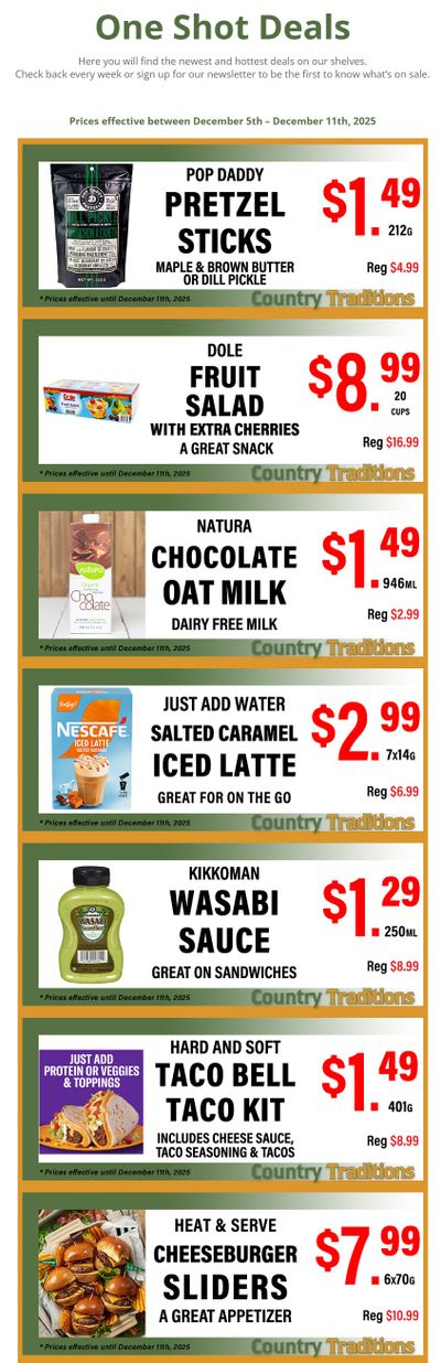 Country Traditions One-Shot Deals Flyer December 5 to 11