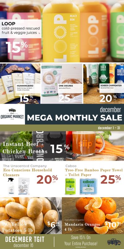 Dad’s Organic Market Monthly Flyer December 1 to 31