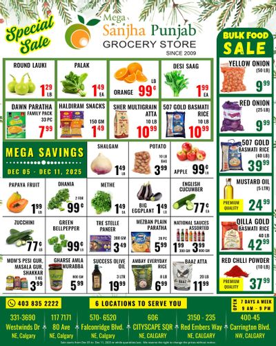 Sanjha Punjab Grocery Store Flyer December 5 to 11