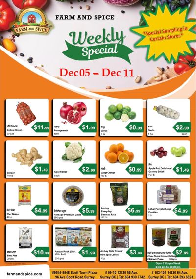 Farm And Spice Grocers Flyer December 5 to 11