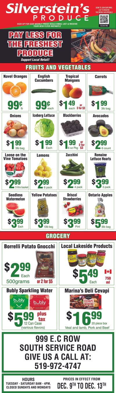 Silverstein's Produce Flyer December 9 to 13