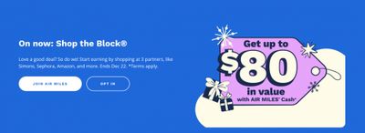Air Miles Canada Shop The Block: Earn up to $80 in Value