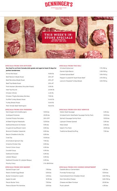 Denninger's Weekly Specials December 10 to 16