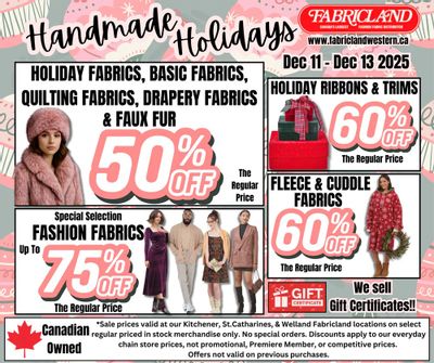 Fabricland (Kitchener, St. Catharines, Welland) Flyer December 11 to 13