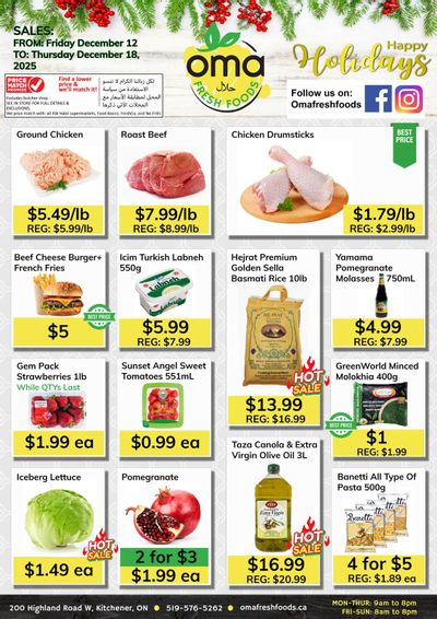Oma Fresh Foods Flyer December 12 to 18