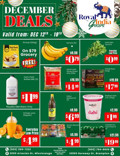 Royal India Grocers Flyer December 12 to 18