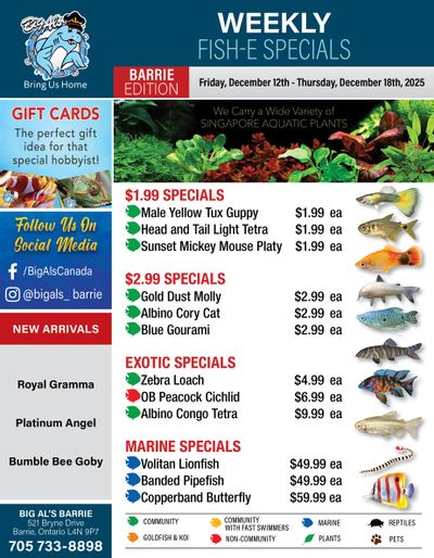 Big Al's (Barrie) Weekly Specials December 12 to 18