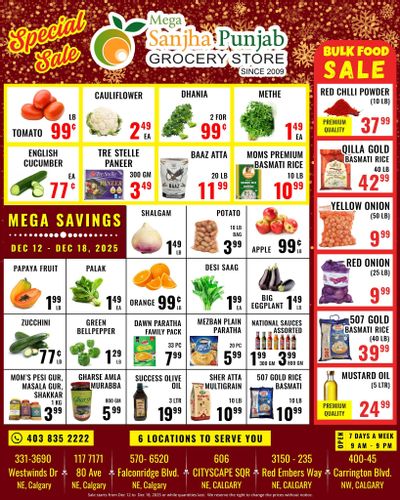 Sanjha Punjab Grocery Store Flyer December 12 to 18