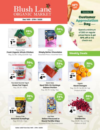 Blush Lane Organic Market Flyer December 14 to 27