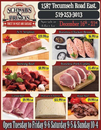 Schwab's & Primo's Flyer December 16 to 21