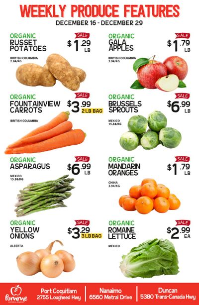 Pomme Natural Market Weekly Produce Flyer December 16 to 29