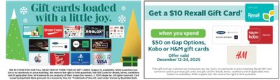 Rexall Canada: Get A $10 Rexall Gift Card When You Spend $50 on Gap Options, Kobo, or H&M Gift Cards