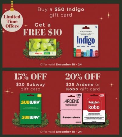 Metro Ontario: Get A Free $10 Gift Card When You Buy a $50 Indigo Gift Card December 18th – 24th + More