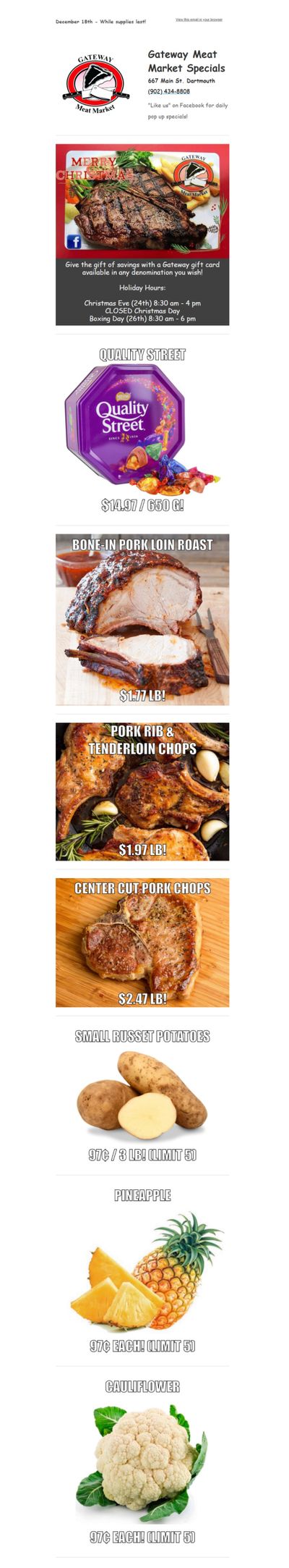 Gateway Meat Market Flyer December 18 to 24