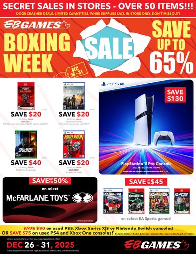 EB Games Boxing Week Flyer December 26 to 31