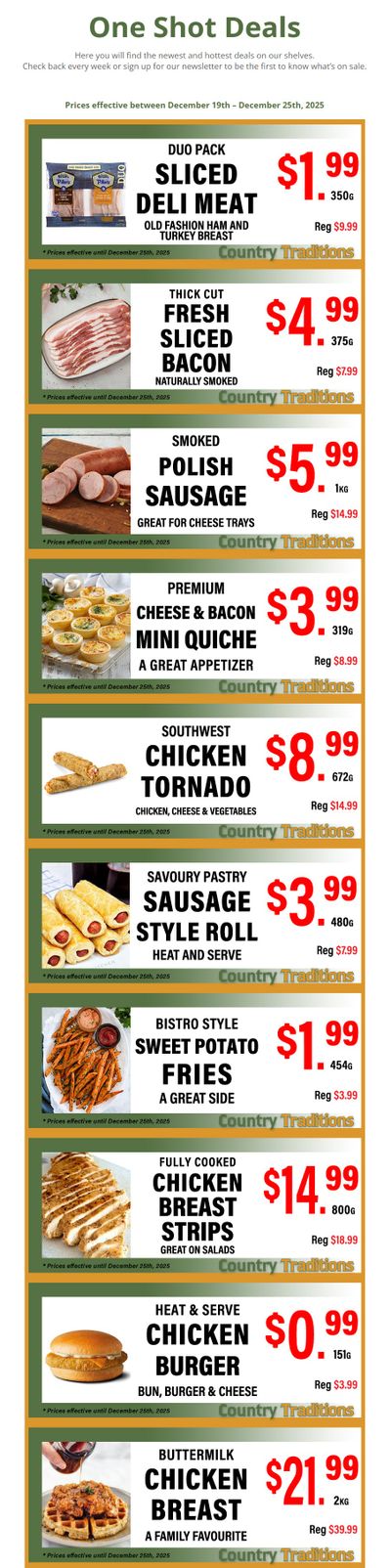Country Traditions One-Shot Deals Flyer December 19 to 25