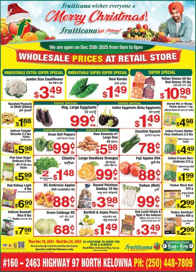 Fruiticana (Kelowna) Flyer December 18 to 24