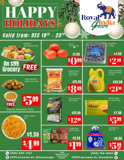 Royal India Grocers Flyer December 19 to 25