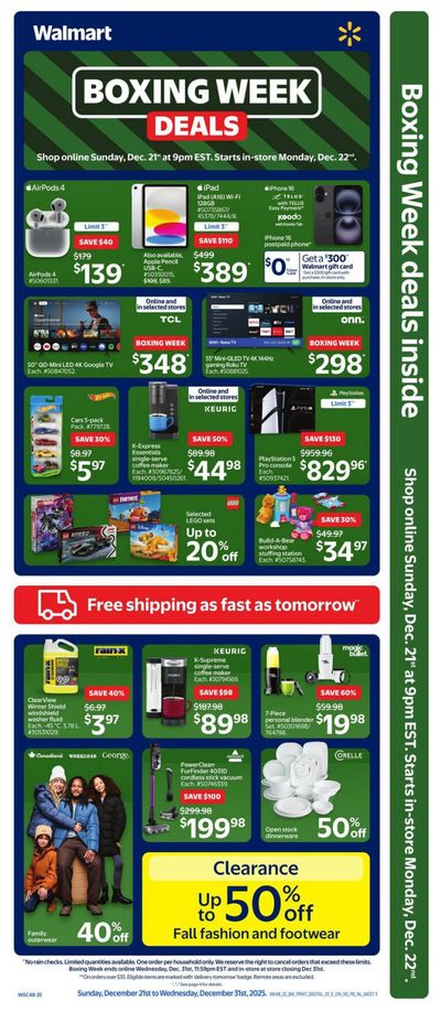 Walmart Boxing Week Deals Flyer December 21 to 31