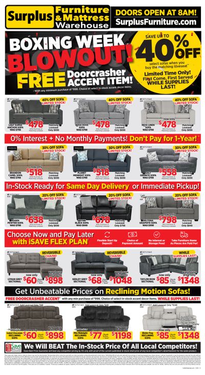 Surplus Furniture & Mattress Warehouse (Calgary, Edmonton) Flyer December 22 to 28