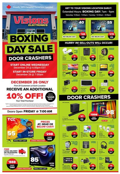 Visions Electronics Boxing Day Flyer December 24 to January 1